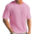 thumbnail image 1 of DPTALR Men's Summer Solid Round Neck Short Sleeved Knitted T-shirt, 1 of 5