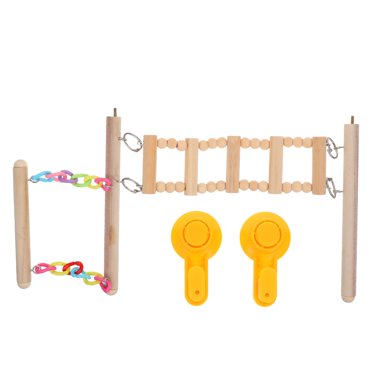 Suction Cup Bird Perch Toy Bird Window Perch Climbing Ladder Parrot Swing Toy For Parakeet Natural Bird Toys For Car Swing Toy