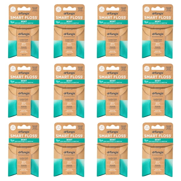 drTung's Smart Floss Mint for Teeth - Natural Expanding Dental Floss, Gentle on Tooth & Gums, Expands & Glides, PTFE & PFAS Free, Certified Organic M