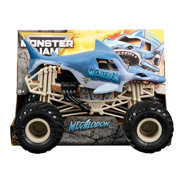 Monster Jam, Monster truck Megalodon officiel, véhicule en métal moulé à collectionner, échelle 1:24, jouets pour garçons et filles à partir de 3 ans