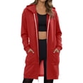 thumbnail image 1 of Chandail à Capuchon à Fermeture à Glissière pour Femmes, Automne, Uni, Longueur Prolongée, Chandail à Capuchon à Fermeture à Glissière avec Poche, Léger, Coupe Décontractée, Veste à Capuche, Chandails pour Femmes RD3 L, 1 of 4