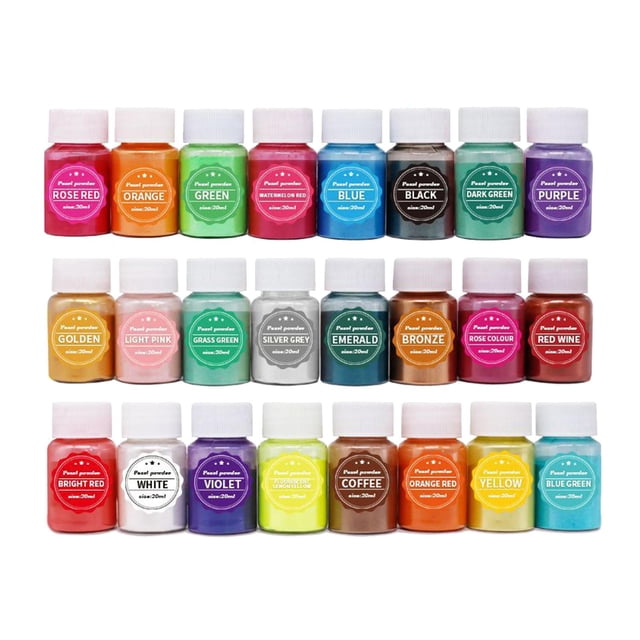 KLKCMS 24 Pieces Mica Powder Epoxy Resin Dye Natural Mica Mineral Powder Pigment Powder