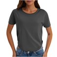 thumbnail image 1 of Yuyuzo Hauts Courts pour Femmes T-Shirts à Manches Courtes Col Rond Hauts de Sortie T-Shirts Unis Hauts, 1 of 7