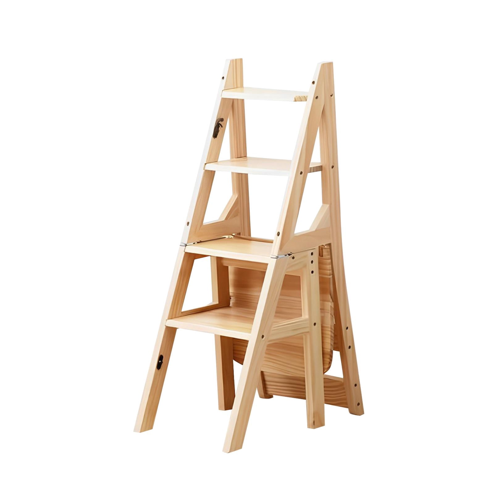 GROWTH TANK Folding Step Ladder Chair Library Stairs Chair for Indoor Living Room Outdoor Wood