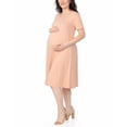 thumbnail image 2 of White Mark Women’s Maternity Short Sleeve Midi A-Line Dress, 2 of 6
