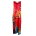 thumbnail image 4 of SMihono Robe Maxi Bohème d'Été pour Femmes Grande Taille Mode Femmes Été Aguichant Décontractée Sans Manches à Col en V Imprimée Longue Robe Plage Évasée Robe d'Été, 4 of 5