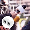 thumbnail image 3 of SHISUYAN 2Pcs Portable ABS Injection Molding Square Shaped Interview Mic Microphone Logo Flag Station Logo (White), 3 of 8
