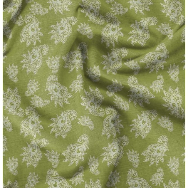Soimoi Green Rayon Fabric Paisleys Paisley Decor Fabric Printed Yard 56 Inch Wide