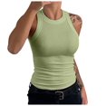 thumbnail image 1 of MIASHUI Camisole pour Femme Sans Manches Côtelée Chandail de Base Été Décontracté Sortie Vêtements, Vert, TG, 1 of 4