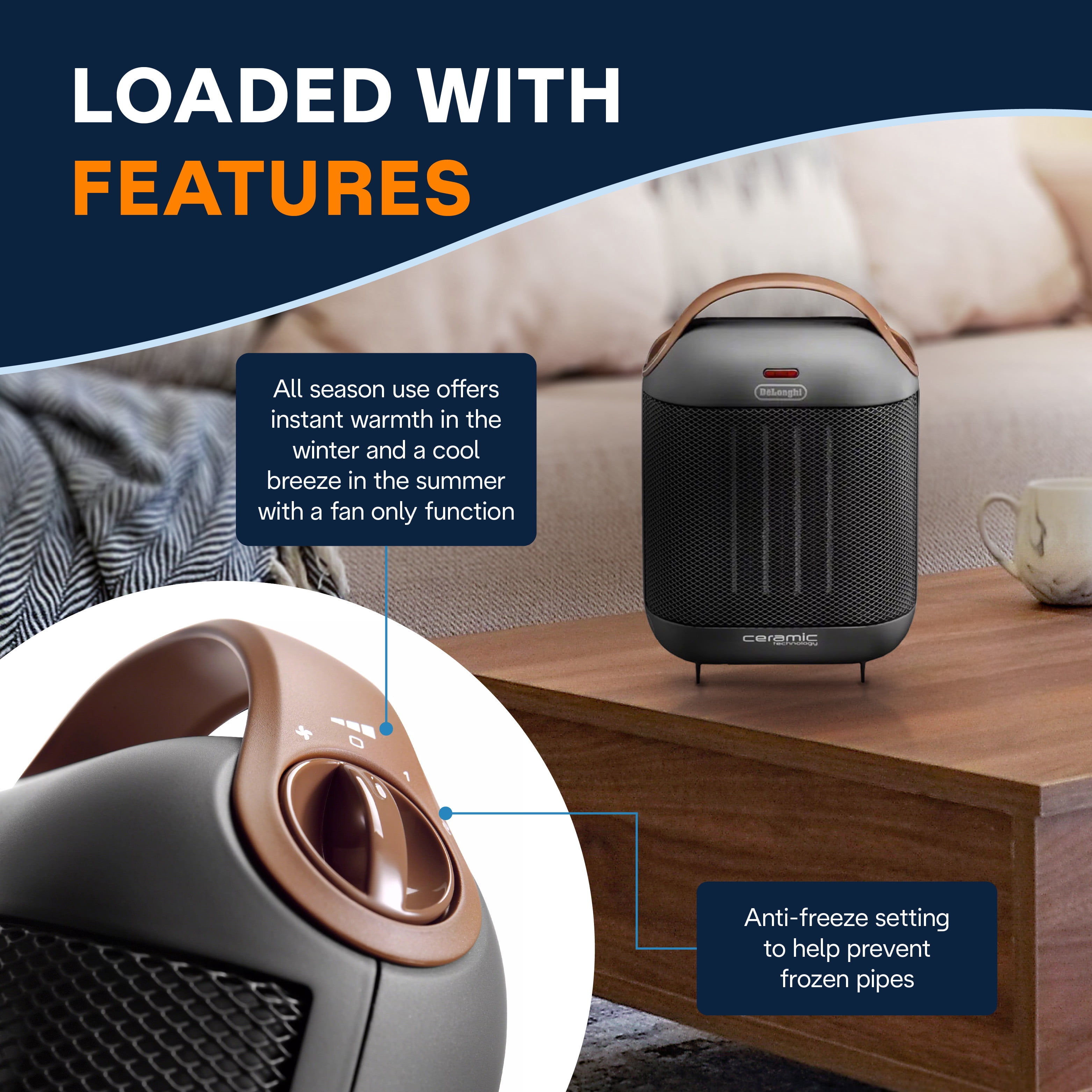 Radiateur Céramique Capsule DeLonghi - Gris