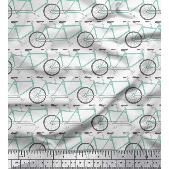 Soimoi Polyester Crepe Fabric Bicycle Transport Print Fabric by The Yard 42 Inch Wide
