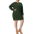 thumbnail image 1 of Robe Chandail Grande Taille GRACE & GRANDEUR pour Femmes à Manches Longues en Tricot, Chandail Court, Robes Chandail Armée 2X Vert Armée, 1 of 7