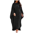 thumbnail image 1 of Wijhcboe 2025 Robe de Soirée en Satin Mode Hijab Robe Fille Abaya Femmes Musulmanes Manches Hijab pour Femmes Élégante Unie Col Rond Robes Hijab pour Femmes Manches Chauve-Souris Turques Ample Robe Maxi Vêtements pour Femmes, 1 of 6