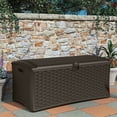 thumbnail image 3 of Suncast 72 Gallon Resin Wicker Outdoor Patio Storage Deck Box, Brown (4 Pack), 3 of 5