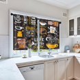 thumbnail image 5 of Yellow Kitchen Curtains Coffee Window Curtains and Valances Set 36 Inch, Brown Black Cute Short Tier Curtain for Kitchen, White Cartoon Cute Doodle Small Kitchen Decor, 5 of 5