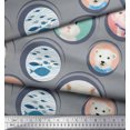 thumbnail image 2 of Soimoi Rayon Crepe Fabric Circle,Fish & Cute Animals Patchwork Printed Craft Fabric by The Yard 46 Inch Wide, 2 of 3