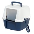 thumbnail image 1 of IRIS USA Jumbo Hooded Cat Litter Box with Scoop Navy, 1 of 5