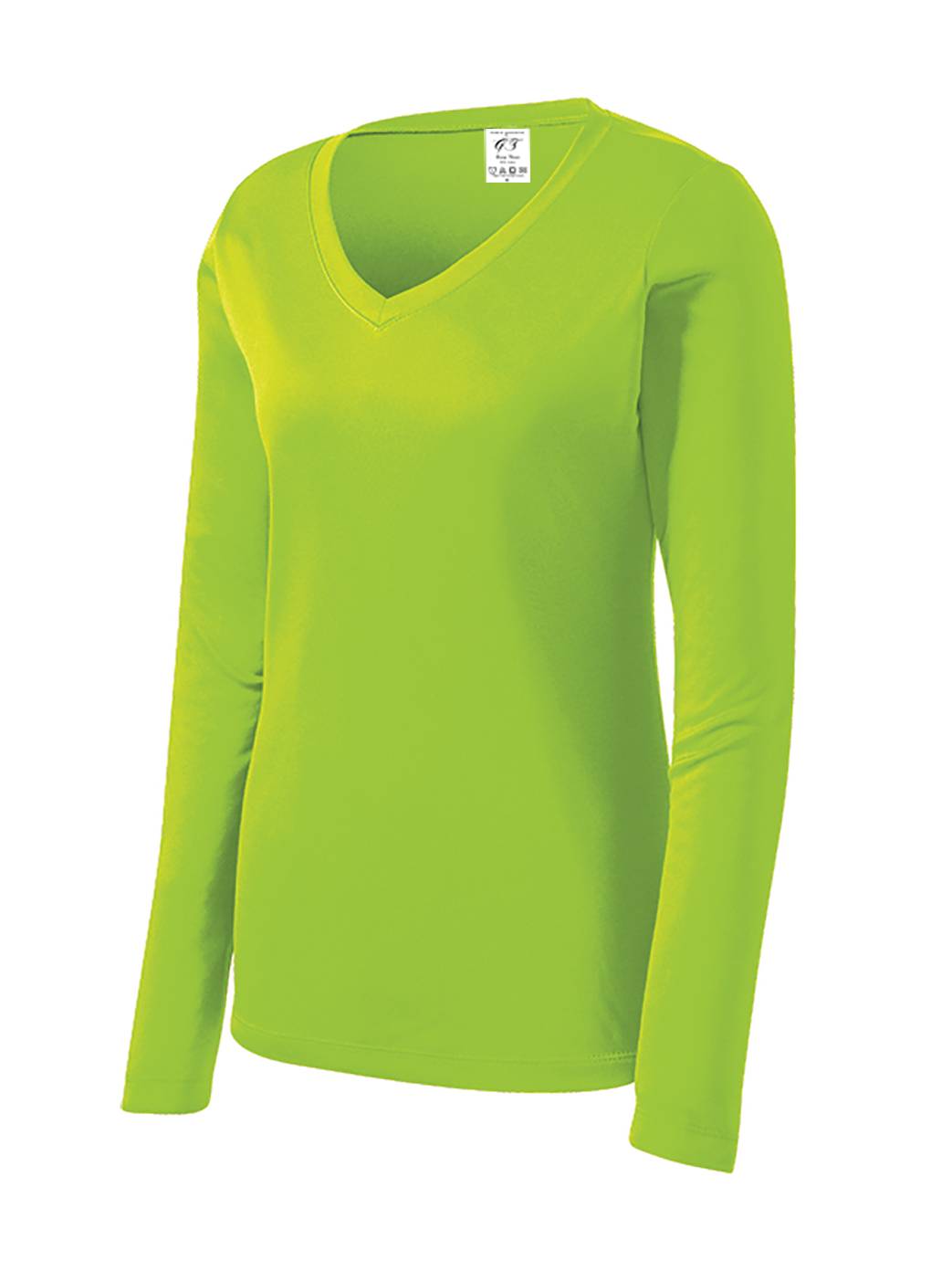 Gravity Threads Womens Long-Sleeve Moisture-Wick V-Neck - Lime Shock - Small