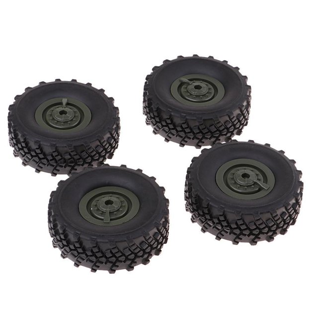 4 Pcs Pneus en Caoutchouc avec Roues pour Pièces de Rechange de Camion Échelle 1/16 WPL