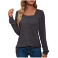 thumbnail image 1 of CHUANK Chemise Longue Cache-Ventre Fluide à Col Rond Unie à Manches Longues Hauts Grande Taille pour Femmes Chic Tunique Confortable à Porter avec des Leggings Bleu TTG, 1 of 5