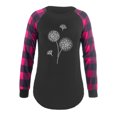 thumbnail image 3 of Mode Décontractée pour Femmes O Col Cou Coutures Impression à Manches Longues T-Shirt Top Chemisier, 3 of 3