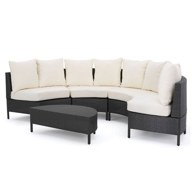 Afuera Living Ensemble de Canapé Sectionnel en Osier pour Extérieur 5 Pcs Gris