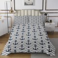 thumbnail image 1 of Erosebridal Nautical Anchor Print Coverlet Set Twin, Gray Geometric Wave Stripes Bedding Set 2pcs, 1 of 5