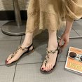 thumbnail image 2 of Leutsin Chaussures pour Femmes Style Romain Sandales à Talon Bas à Bande Élastique à Enfiler Tongs, 2 of 5