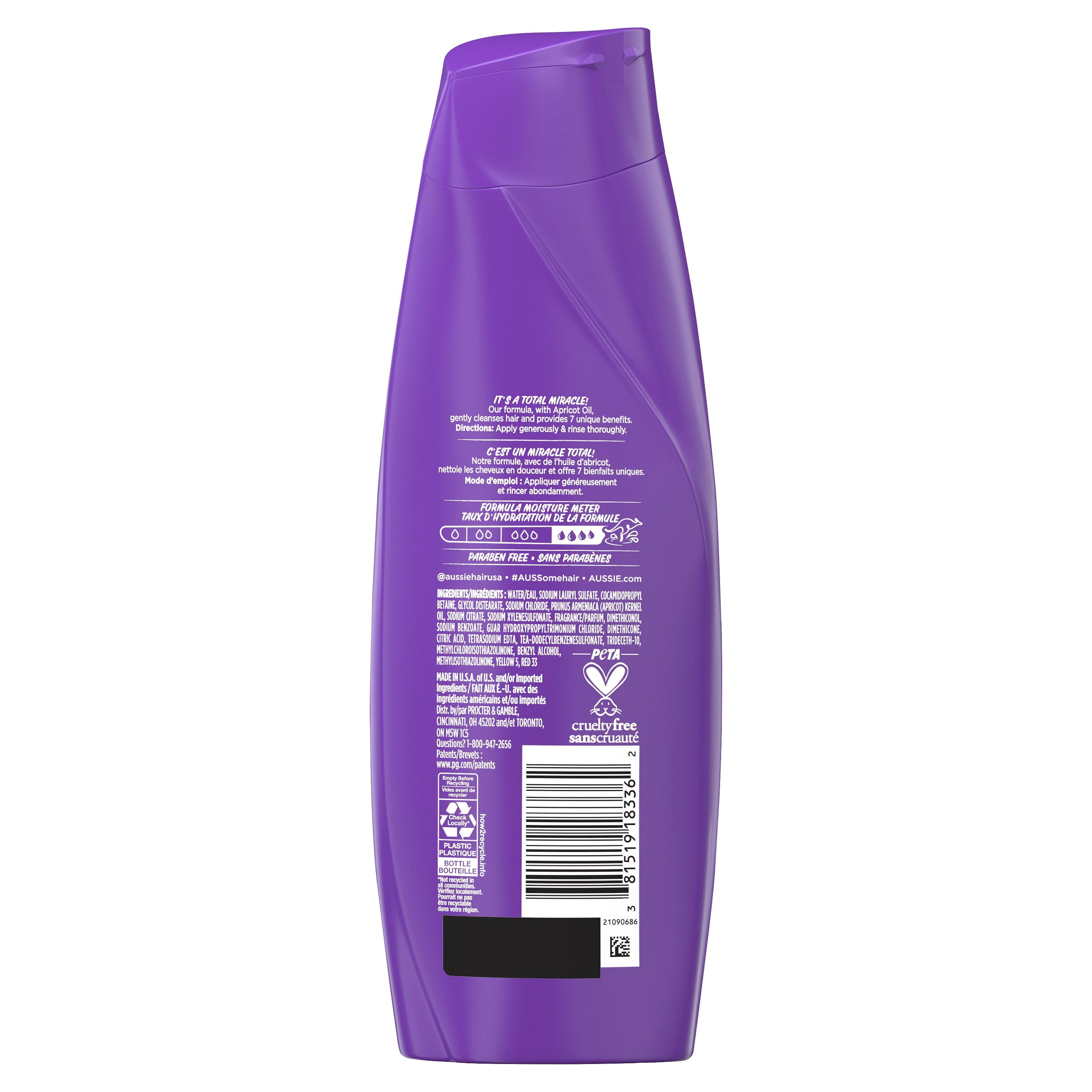 Aussie Total Miracle with Apricot & Macadamia Oil, Paraben Free Shampoo
