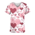 thumbnail image 4 of TIMIFIS Hauts de Gommage de la Saint-Valentin pour Femmes Manches Courtes Col en V Hauts Uniforme Imprimé de la Saint-Valentin Poches Blouse d'Infirmière avec Poches pring, 4 of 5