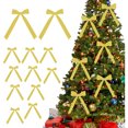 thumbnail image 5 of Meitianfacai 12pc Velvet Christmas Tree Bow Decoration Wreath Bow Decoration, Yellow, 5 of 5