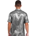thumbnail image 2 of Miaeowve Mens Shiny Sheer Top PVC Leather Wet Look Glossy T-Shirt for Halloween Beach Pool Rave Party Silver L, 2 of 5