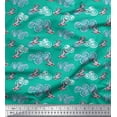 thumbnail image 1 of Soimoi Rayon Fabric Clouds & Bullfinch Bird Print Fabric by Yard 56 Inch Wide, 1 of 3