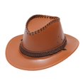 thumbnail image 1 of Adult Fashion Sun Protection Solid Western Cowboy Hat Leather Windproof Hat, 1 of 2