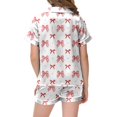thumbnail image 3 of Ensemble de Pyjama en Satin pour Fille, Imprimé Nœud, Ensemble de Pyjama pour Enfants à Boutons, Pjs, Tenue de Nuit, Pyjamas pour Garçons, Taille 8-10 Ans, 3 of 3