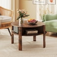 thumbnail image 4 of Gymax 29.5'' 2-Tier Round Coffee Table w/ Storage 4 Shelves Faux Wooden Top, 4 of 10