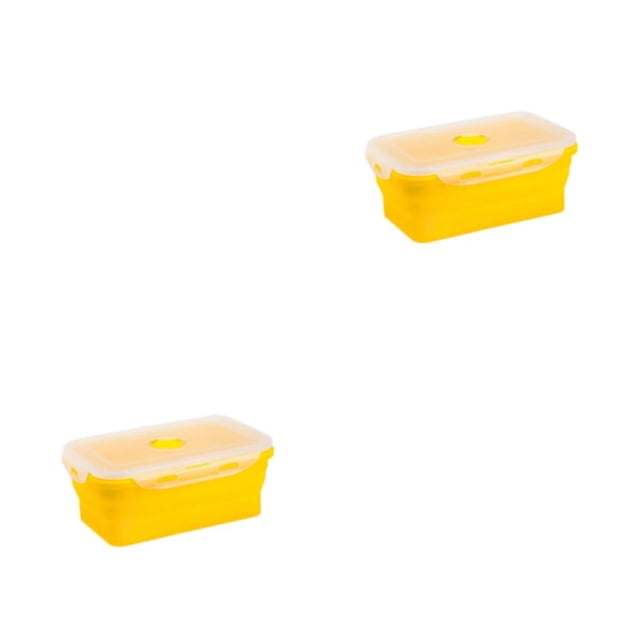 Thinsony Silica Gel Lightweight And Compact For On--Go Sealed Preservation Box Microwave Lunch Box Silicone Lunch Box yellow 800ml 2Set