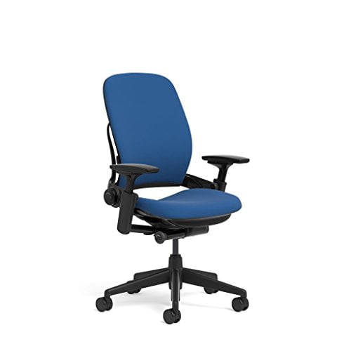 Steelcase Leap Chaise de Bureau, Cadre Noir et Tissu Bleu Buzz2