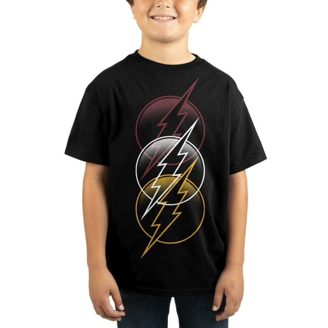 The Flash Triple Logo Kids Black T-shirt