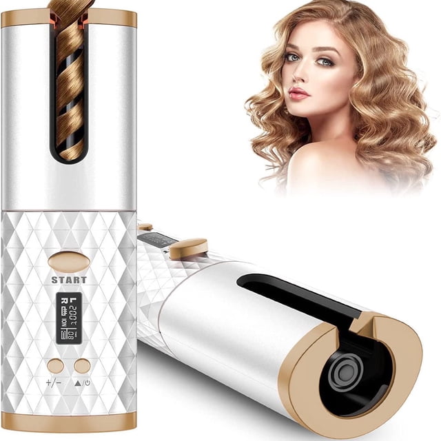 POINTERTECK Automatic Curling Iron Cordless Hair Curlers with Adjustable Temps & Timers Ceramic Barrel Auto Wave Wand Portable Rotating Curling Wand Hair Styling Tool for Travel