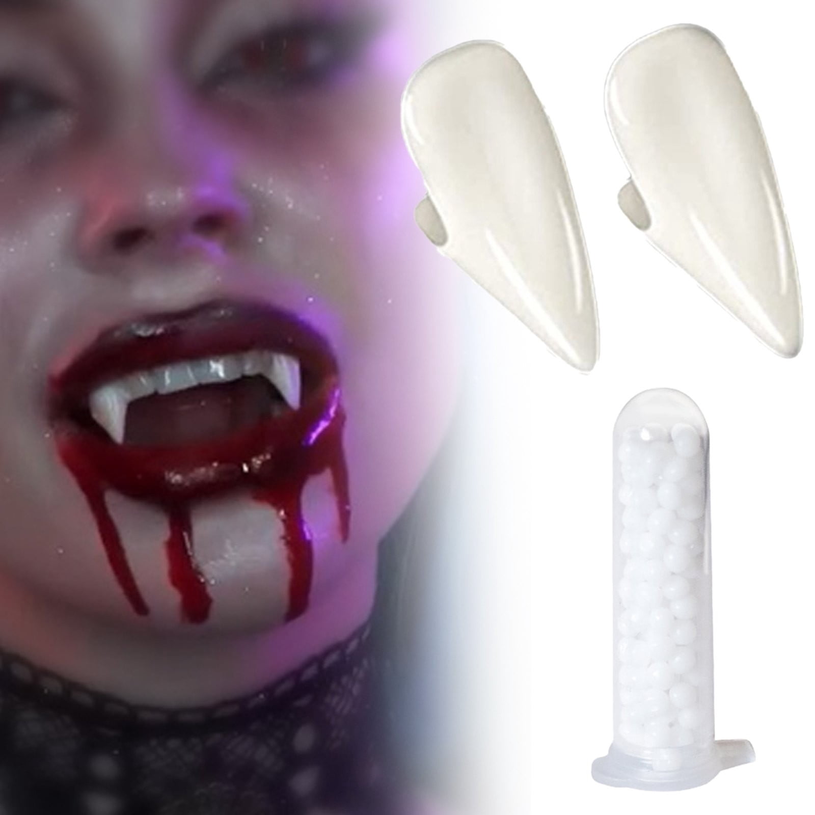 Harpily Event Party Decor 4 Sizes Realistic Teeth With Super Strong Adhesive Props For Halloween Costume Party Cosplay Masquerade Gift