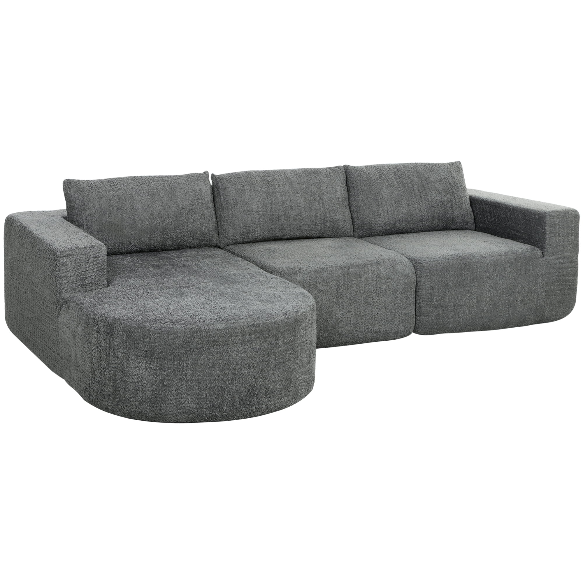 HOMCOM Modular Sectional Sofa with Chaise L Shaped Cloud Couch Dark Grey