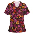 thumbnail image 2 of Ichuanyi Blouse Décontractée pour Femmes à Manches Courtes à Col en V à Motif Floral Uniforme de Travail, 2 of 3