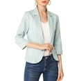 thumbnail image 2 of Unique Bargains Blazer Ouvert à Rayures pour Femme à Manches 3/4, 2 of 6