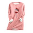thumbnail image 1 of IROINID Liquidation Chandail en Molleton de Noël pour Femmes Manches Régulières Automne Hiver Ample Vacances Détente Col Rond Chemise Hauts, Rose, 1 of 5