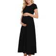 thumbnail image 3 of Sentmoon Robe Maxi de Maternité Respirante Coupe Ajustée Robes pour Femmes 2026 Été Couleur Unie Manches Courtes Encolure Carrée Robe Maxi Bohème Printemps pour Concert S-TTTG, 3 of 8