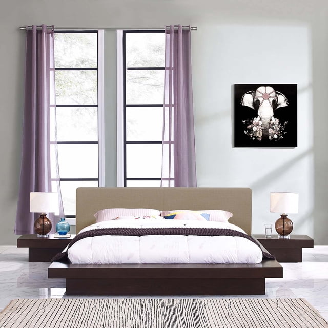 Modway Freja 3 Piece Queen Fabric Bedroom Set in Cappuccino Latte