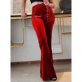 thumbnail image 3 of Honganda Women’s Velvet Flare Pants Solid Color Slim Fit Bell-Bottom Trousers Bootcut Pants, 3 of 8