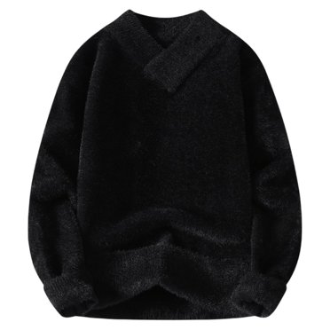 GigrtiJin Men's V-Neck Warm Wool Pullover Sweater Vintage Long Sleeve Knitted Sweaters Fall Fashion Streetwear