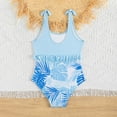 thumbnail image 3 of Girls Swimsuit One Piece Swimwear Quick Dry Ruffle Floral Pattern Girls Bathing Suits Size 7-8 Years, 3 of 6